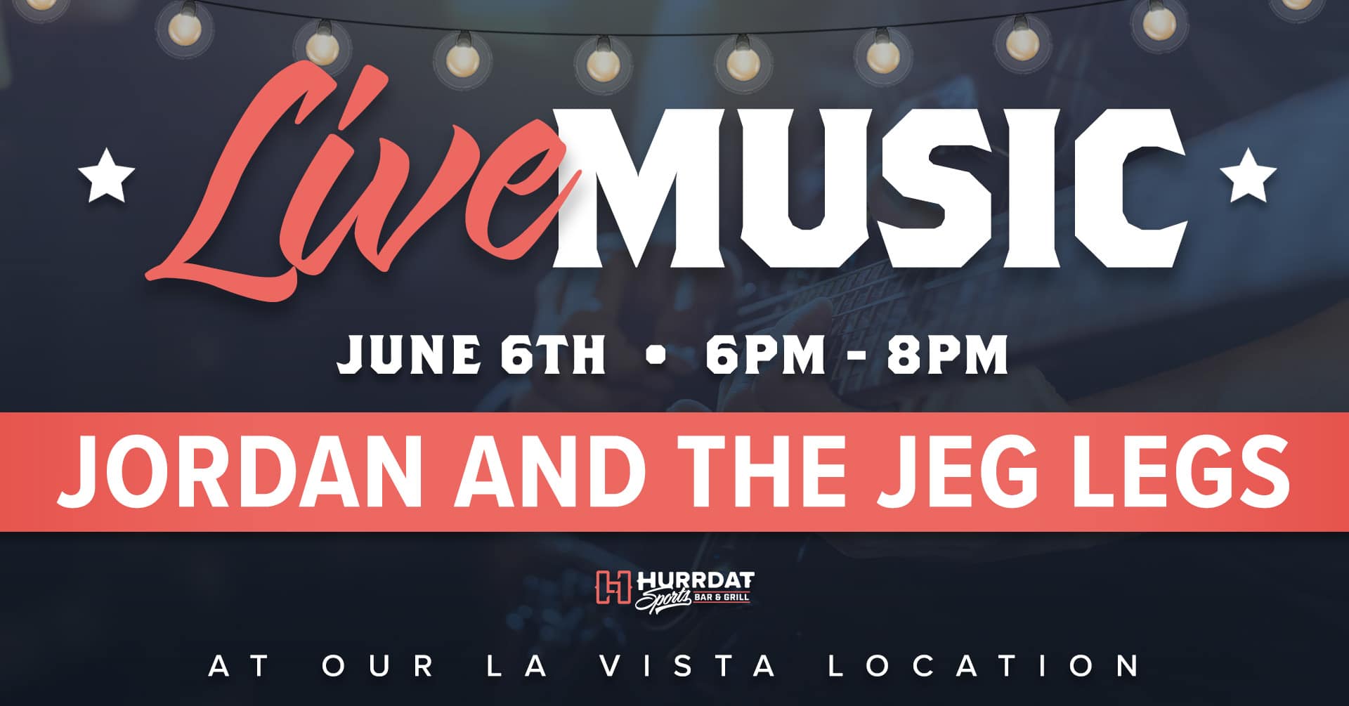 Summer means patio season! Get your tickets now to reserve your spot on the patio to see Jordan and the Jeg Legs at our La Vista location.