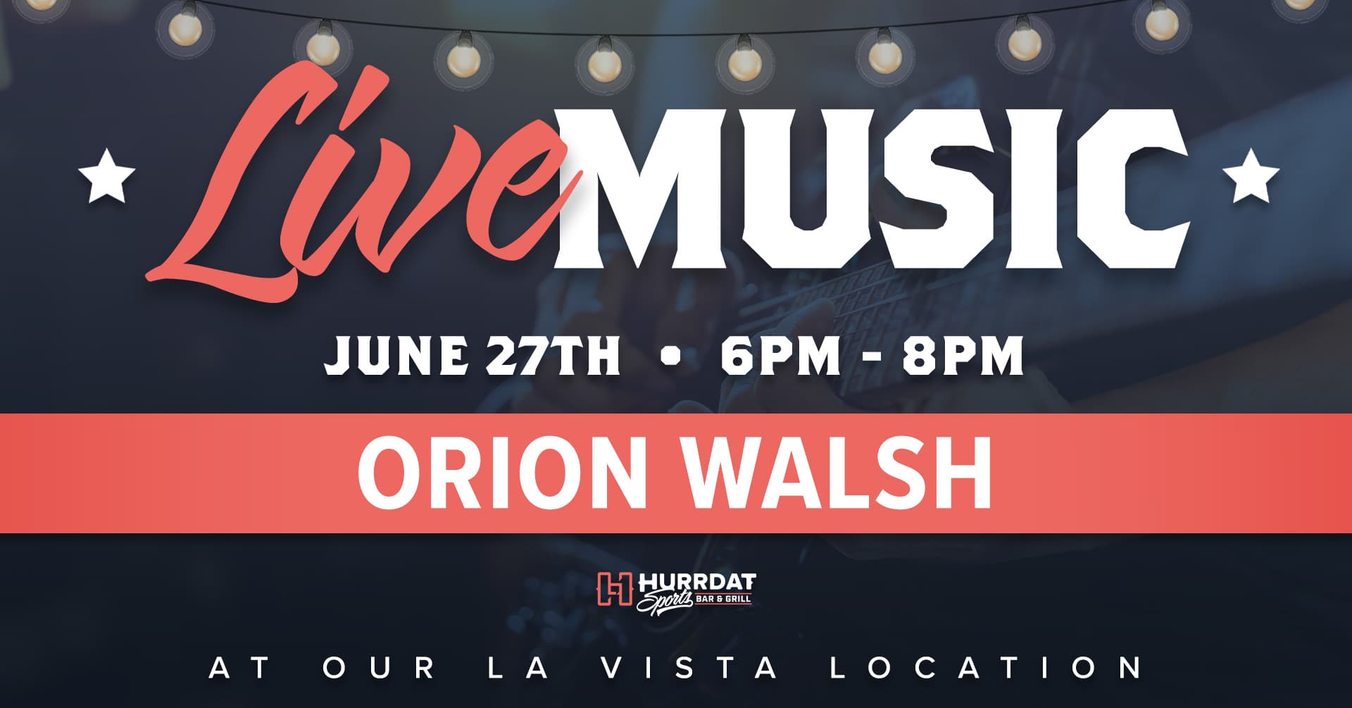 Summer means patio season! Join us at Hurrdat Sports Bar in La Vista for a fun-filled evening of great food, cold drinks, and live music from the talented Orion Walsh—perfect for soaking up the sunshine and good vibes with friends!